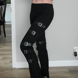 Black Bondage Pants with faux leather straps (Unique by Urbam)